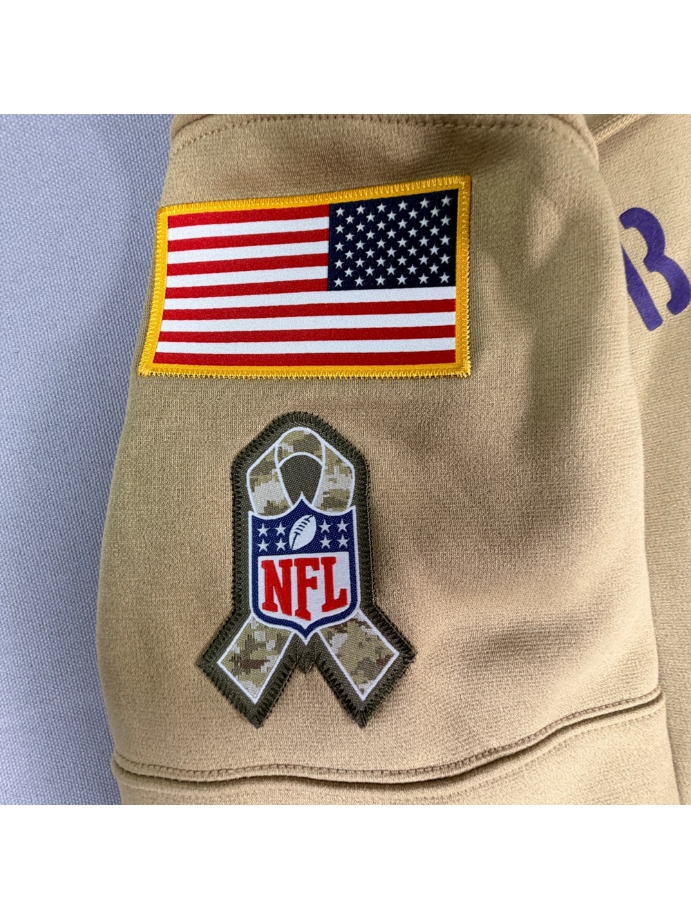 Nike Baltimore Ravens Salute To Service Hoodie Mens S Tan Camo NFL Pullover - Picture 3 of 9